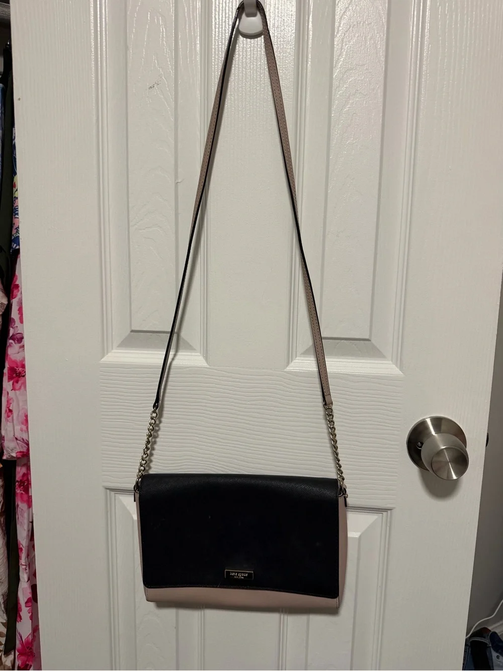 kate spade Black and Beige Colorblock Chain Crossbody